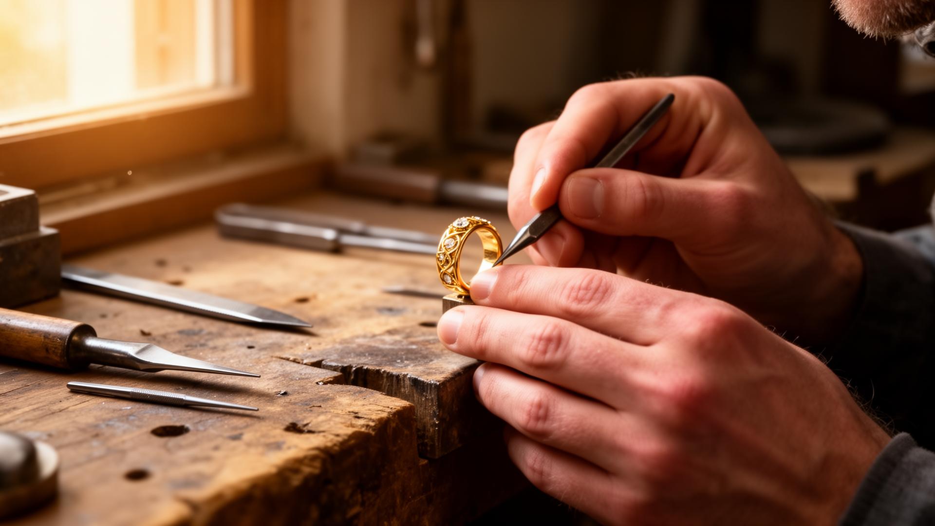 A jeweler at work in our Monticello atelier